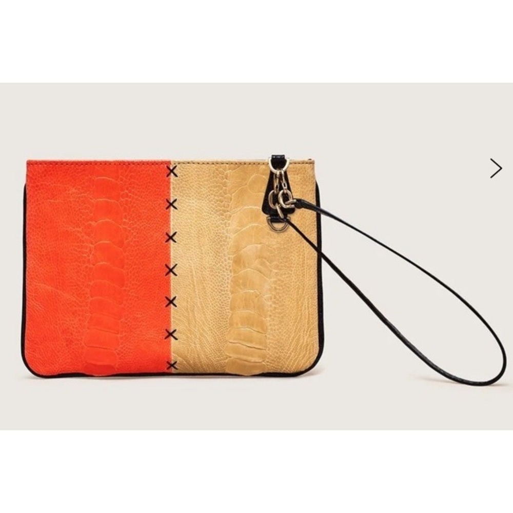 Okapi Aja‎ The Wise Genuine Ostrich Wristlet Wallet Red Oryx S.Africa Handmade